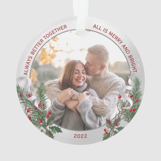 Classic Silver Lijst Foto 1 Kerstmis samen Ornament (achterkant)