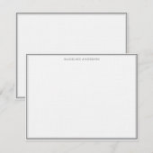 Classic Silver Thick en Thin Border Name Notitiekaartje (Voorkant / Achterkant)