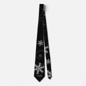Classic Silver, White en Black Snowflake Monogram Stropdas (Voorkant)