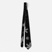 Classic Silver, White en Black Snowflake Monogram Stropdas (Achterkant)
