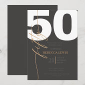 Classic Simple 50th Modern Adult Birthday Kaart (Voorkant / Achterkant)