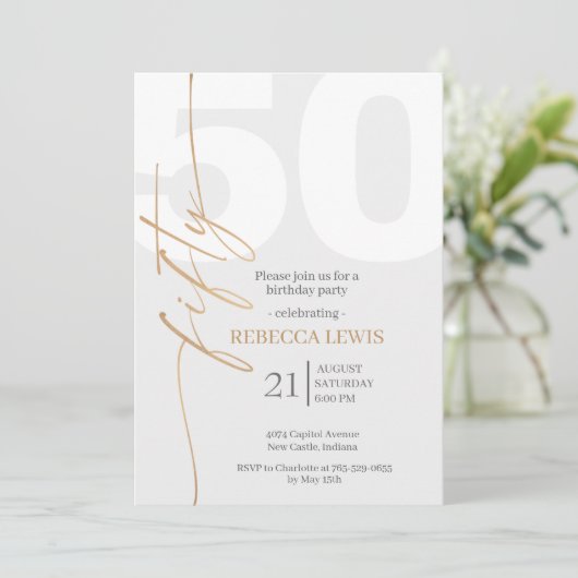 Classic Simple 50th Modern Adult Birthday Kaart (Staand voorkant)