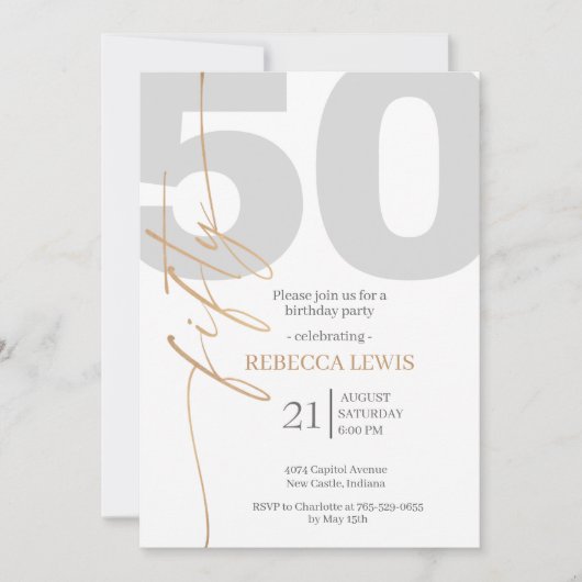 Classic Simple 50th Modern Adult Birthday Kaart (Voorkant)