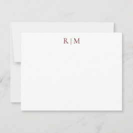 Classic Simple Burgundy Two Monogram Note Kaart Notitiekaartje