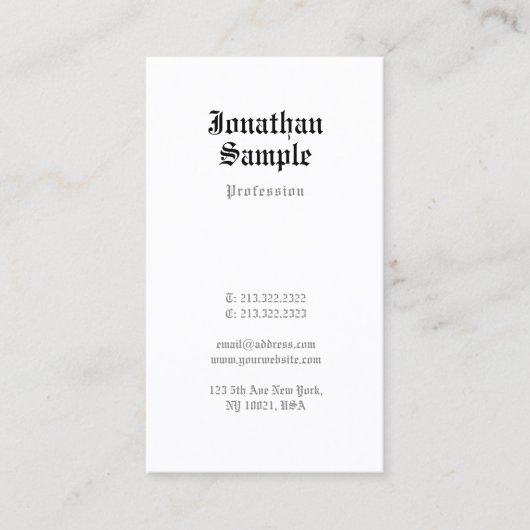 Classic Simple Chic Design Old English Nostalge Visitekaartje (Voorkant)