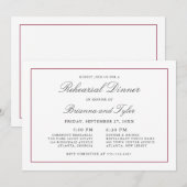 Classic Simple Elegance Wedding Rehearsal Dinner Kaart (Voorkant / Achterkant)