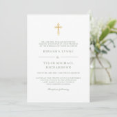 Classic Simple Elegant Christian Cross Wedding Kaart (Staand voorkant)