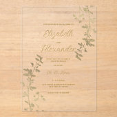 Classic simple elegant gold floral Wedding Acryl Uitnodigingen (Voorkant)