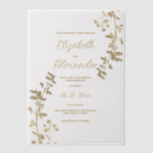 Classic simple elegant gold floral Wedding Vellum Uitnodigingen (Voorkant)