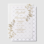 Classic simple elegant gold floral Wedding Vellum Uitnodigingen (Offset (Uitnodiging))