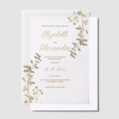 Classic simple elegant gold floral Wedding Vellum Uitnodigingen (Offset)