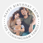Classic Simple Happy Birthday Family Photo Ronde Sticker (Voorkant)