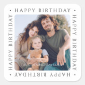 Classic Simple Happy Birthday Family Photo Vierkante Sticker (Voorkant)