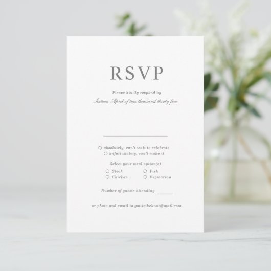Classic Simple Minimalist RSVP Response Kaart (Staand voorkant)