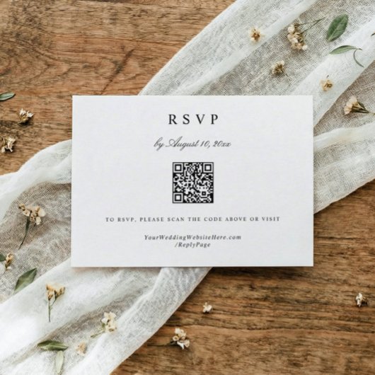 Classic Simple Modern Elegant Wedding QR Code RSVP Kaartje