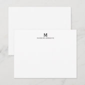 Classic Simple Modern Monogram Initial Note Card Kaart (Voorkant / Achterkant)
