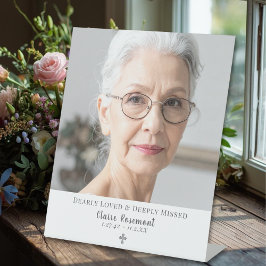 Classic Simple Photo Funeral Table Sign Reclamebord Met Voetstuk