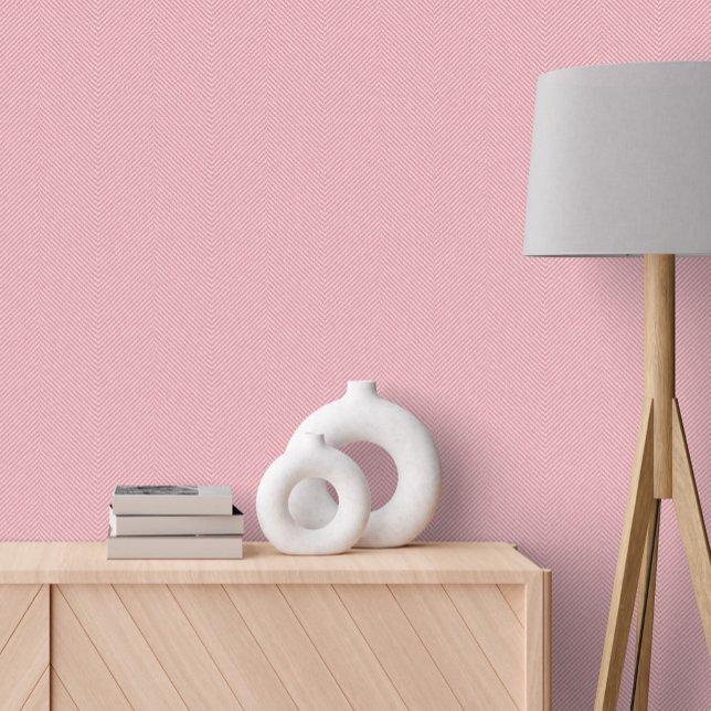 Classic simple pink herringbone tweed effect behang (Creator heeft geüpload)