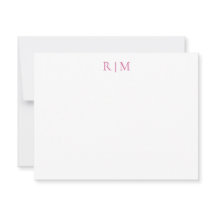 Classic Simple Pink Two Monogram Note Kaart