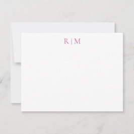 Classic Simple Pink Two Monogram Note Kaart Notitiekaartje