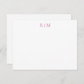 Classic Simple Pink Two Monogram Note Kaart Notitiekaartje (Voorkant / Achterkant)