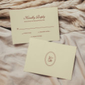 Classic Simple Script Ivory Cream Wedding Monogram RSVP Kaartje