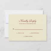 Classic Simple Script Ivory Cream Wedding Monogram RSVP Kaartje (Voorkant)