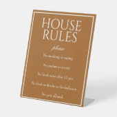 Classic Simple Sienna House Rules Table Sign Reclamebord Met Voetstuk (Voorkant)