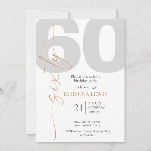 Classic Simple Sixty Modern Adult Birthday Kaart (Voorkant)