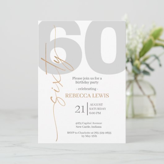 Classic Simple Sixty Modern Adult Birthday Kaart (Staand voorkant)