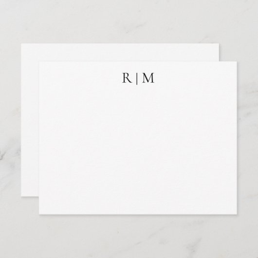 Classic Simple Two Monogram Note Kaart Notitiekaartje (Voorkant / Achterkant)