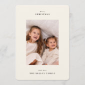 Classic Simple White Cream Christmas Modern Photo Feestdagenkaart (Voorkant)