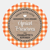 Classic Sinaasappel Gingham Canning Jar Label (Voorkant)