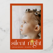 Classic Sinaasappel Silent Night Christmas Star Fo Folie Feestdagenkaart (Voorkant)