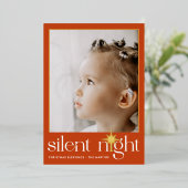 Classic Sinaasappel Silent Night Christmas Star Fo Folie Feestdagenkaart (Staand Voorkant)