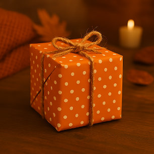 Classic Sinaasappel & Wit Polka Dot Naadloze Herfs Cadeaupapier