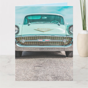 CLASSIC SKY BLUE AUTO VERJAARDAG WENSKAART KAART