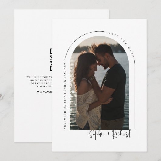 Classic Sla de datum op met foto- en QR-code Kaart (Voorkant / Achterkant)