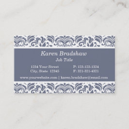 Classic Slate Grey Floral Damask Visitekaartjes
