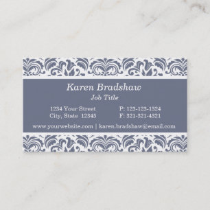 Classic Slate Grey Floral Damask Visitekaartjes