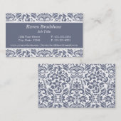 Classic Slate Grey Floral Damask Visitekaartjes (Voorkant / Achterkant)