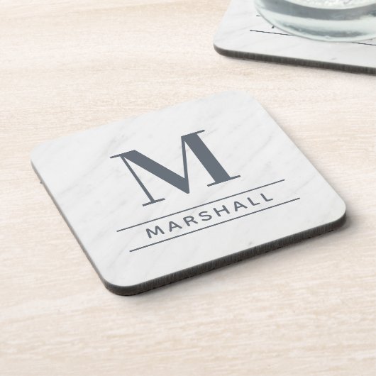 Classic Slate Personalized Family Monogram Initiaa Bier Onderzetter (Linkerzijde)