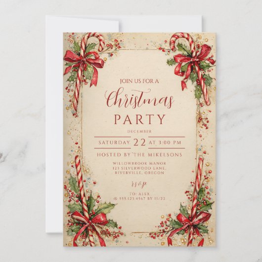 Classic Snoep gestreepte vakantie Kaart (Voorkant)