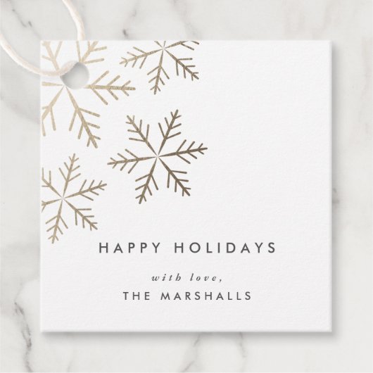 Classic Snowflake Faux Folie Holiday Cadeau Bedankjes Labels (Voorkant)