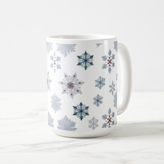 Classic Snowflake Silhouettes Pattern Christmas Koffiemok (Voorkant rechts)