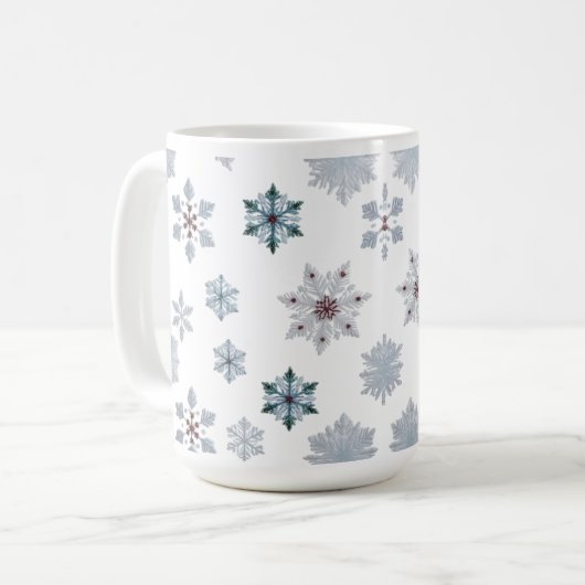 Classic Snowflake Silhouettes Pattern Christmas Koffiemok (Voorkant links)
