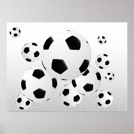 Classic Soccer Football Balls Flying Sports Poster (Voorkant)