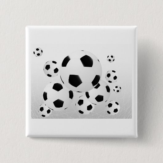 Classic Soccer Football Balls Flying Sports Vierkante Button 5,1 Cm (Voorkant)