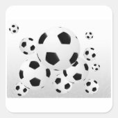 Classic Soccer Football Balls Flying Sports Vierkante Sticker (Voorkant)