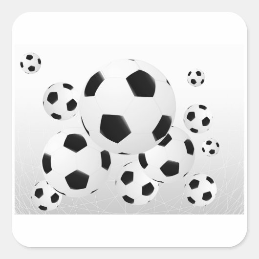 Classic Soccer Football Balls Flying Sports Vierkante Sticker (Voorkant)